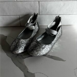 Sparkly Silver Kids Ballet Flats